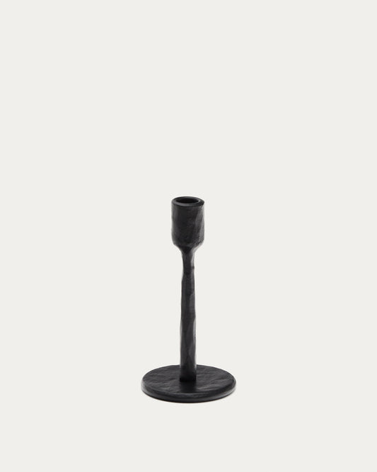 Nuvro large black aluminium candle holder