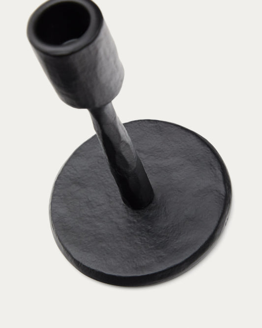 Nuvro small black aluminium candle holder