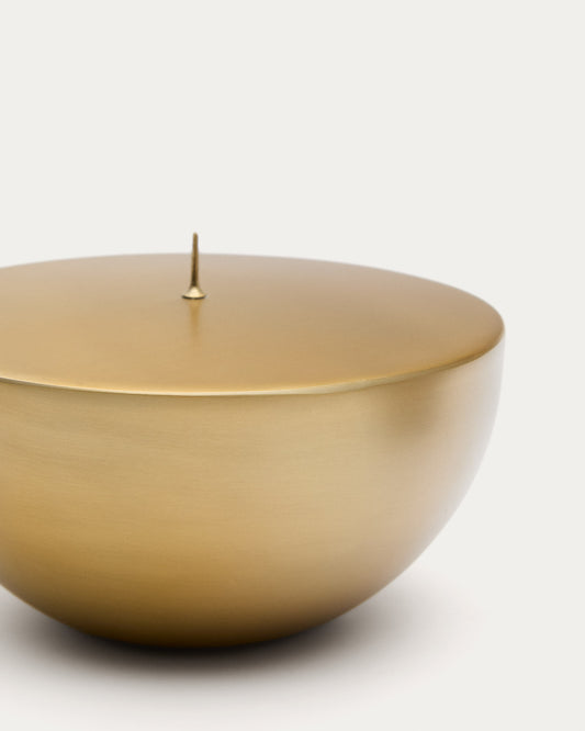 Quira large candle holder in gold-coloured stainless steel