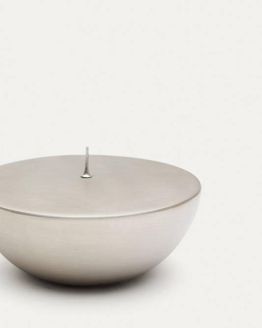 Quira small candle holder in silver-plated stainless steel