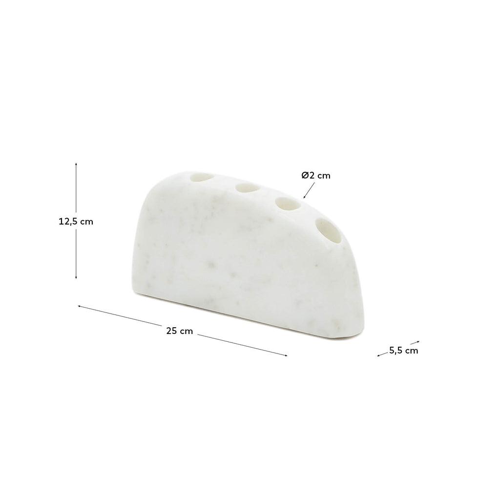 Signe large, white marble candlestick, 10 cm