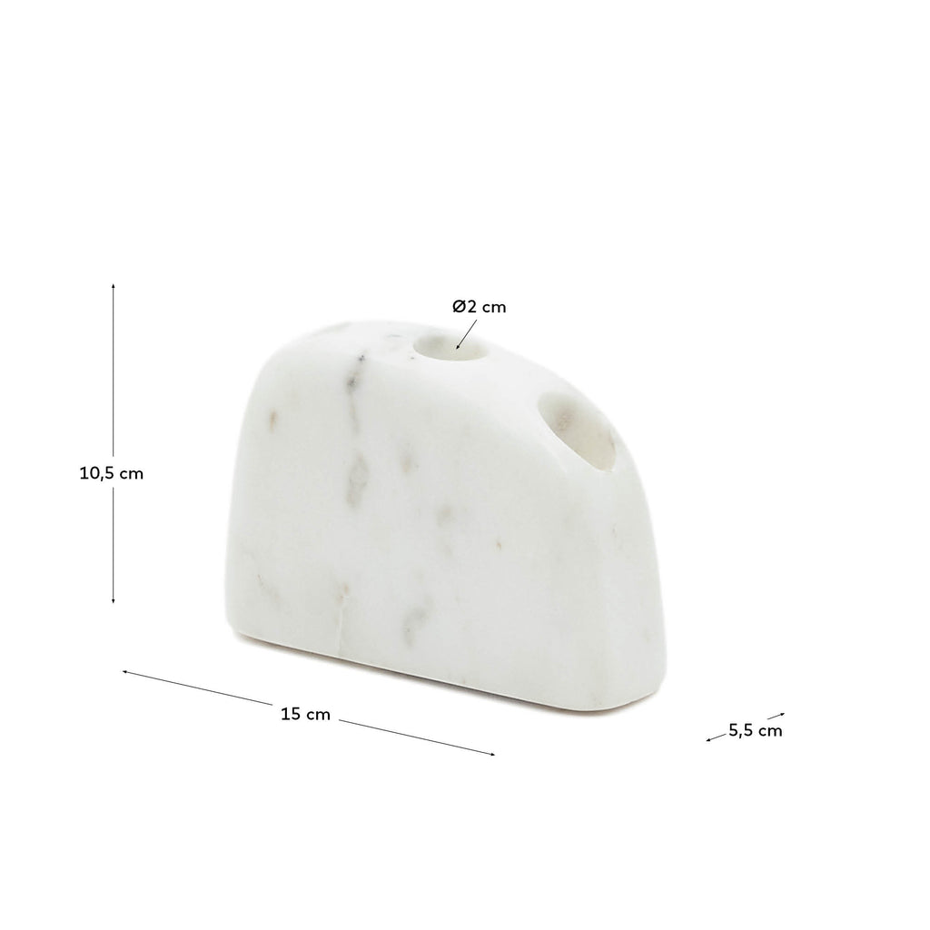 Signe medium-sized, white marble candlestick, 10 cm