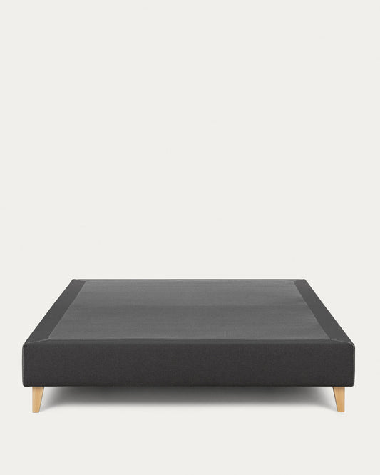 Nikos tall bed base in black with solid beech wood legs for a 180 x 200 cm mattress