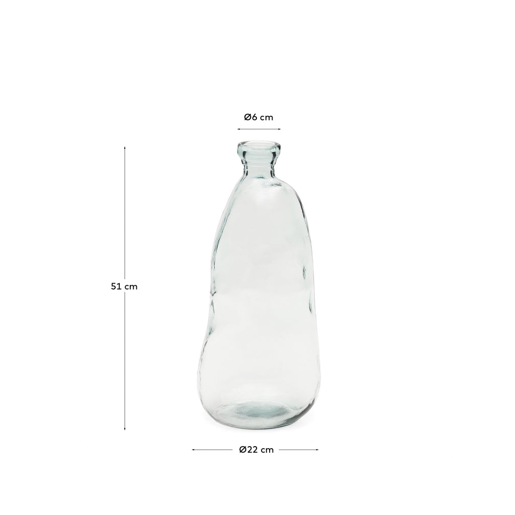 Brenna vase in 100% recycled transparent glass, 51 cm