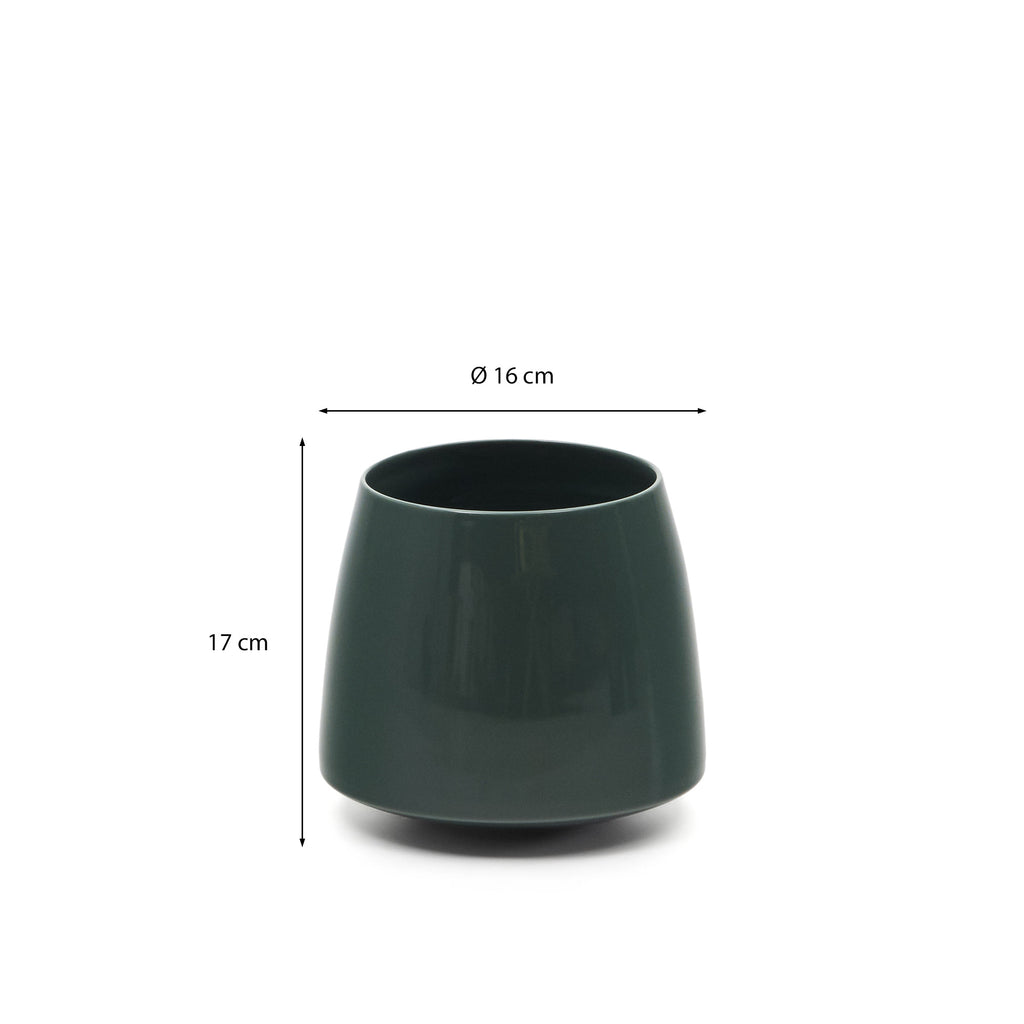 Sibla green ceramic vase, 16 cm