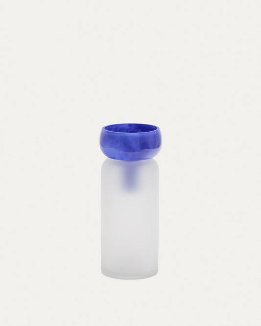 Kelse transparent and blue glass vase, 30.5 cm