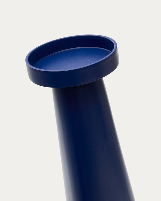 Yuba large blue aluminium candlestick