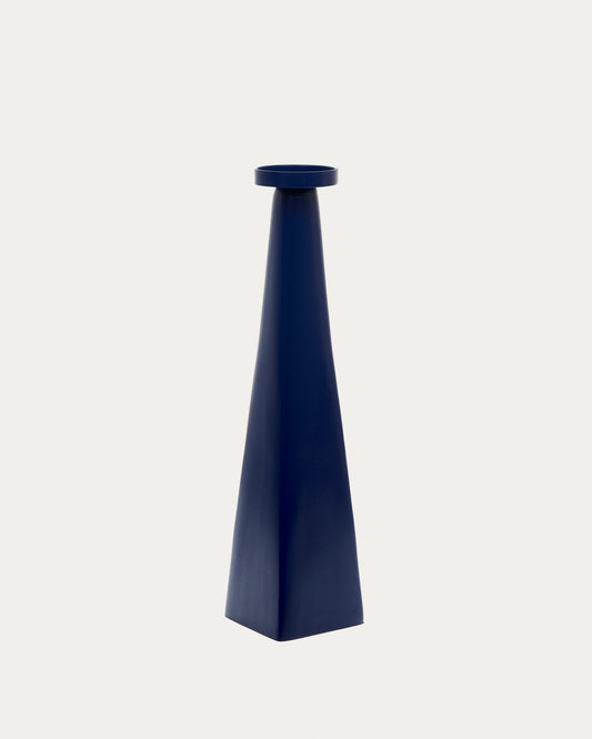 Yuba large blue aluminium candlestick