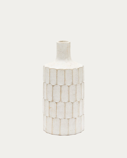 Arisa white, papier mâché vase, 41 cm