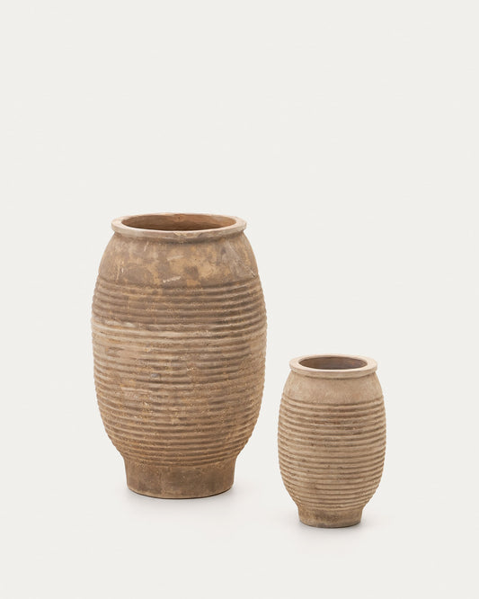 Llonga set of 2 terracotta planters with natural finish Ø 54 / 32 cm