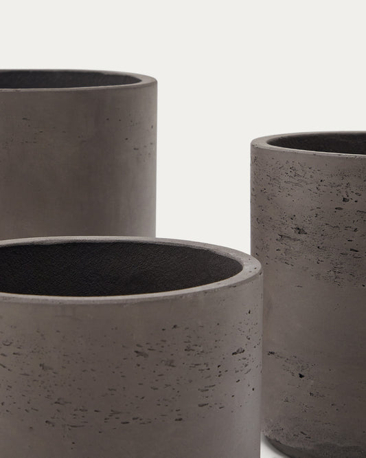 Sintina set of 3 grey cement and fiberglass plant pots Ø 23 cm / Ø 27.5 cm / 32 cm