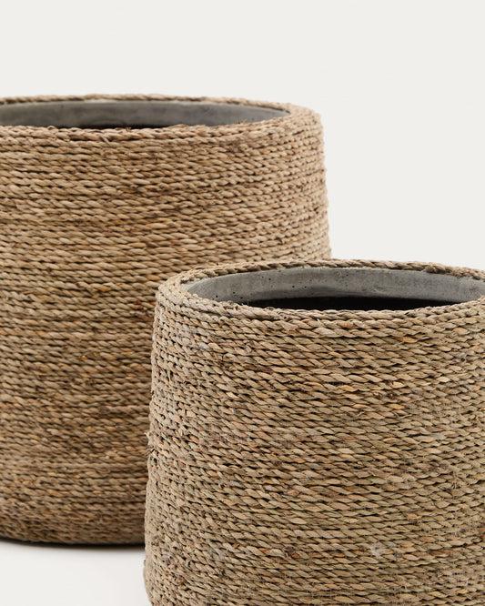 Sigal set of 2 cement plant pots in a natural finish, Ø 24 cm / 31 cm