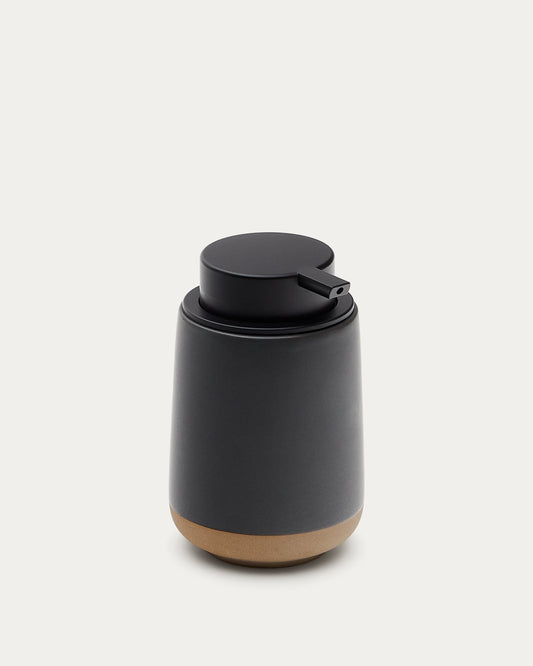 Silma stoneware soap dispenser in brown and gray