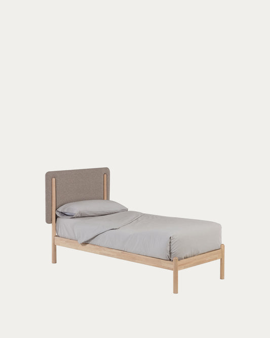 Shayndel bed made from solid rubber wood, for a 90 x 190 cm mattress