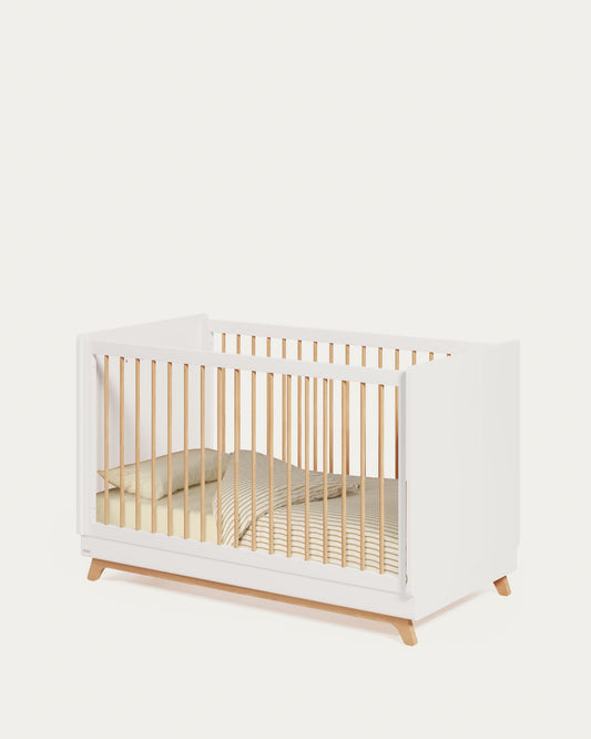 Maralis evolving cot made from solid beech wood with a white finish, 70 x 140 cm