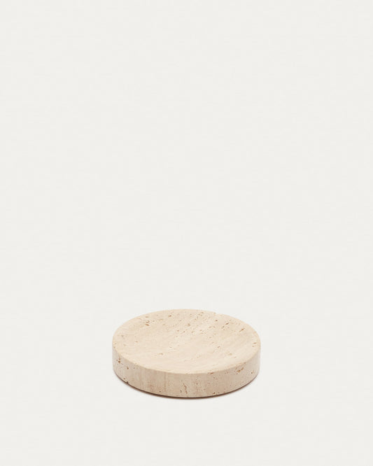 Macre beige travertine soap dish