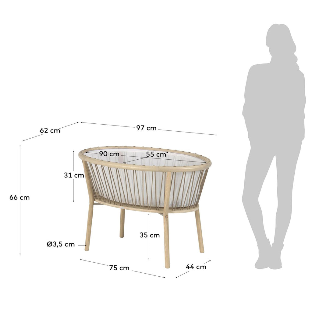 Leonela ash wood bassinet 97 x 62 cm FSC 100%