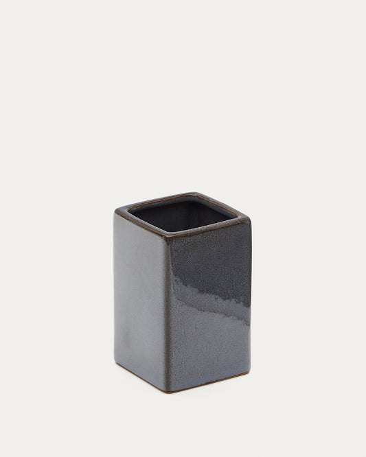 Silvet Gray Stoneware Toothbrush Holder