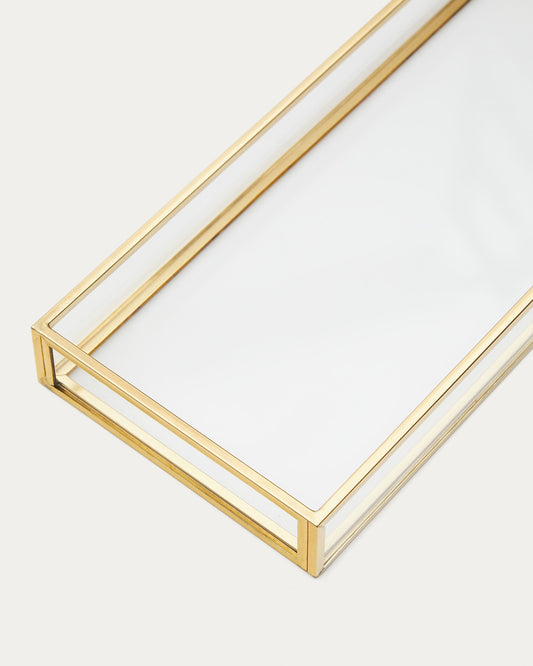 Soanet Glass and Metal Tray with Gold Finish