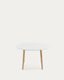 Oqui oval extendable MDF table with white lacquer and solid beech legs 120 (200) x 90 cm