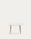 Oqui oval extendable MDF table with white lacquer and solid beech legs 140(220)x90 cm