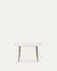 Oqui oval extendable MDF table with white lacquer and solid beech legs 140(220)x90 cm