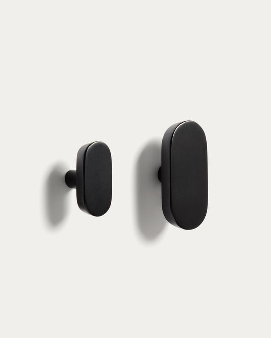 Arely set of 2 solid beech wood hangers with black lacquer finish 6.5 cm/10 cm