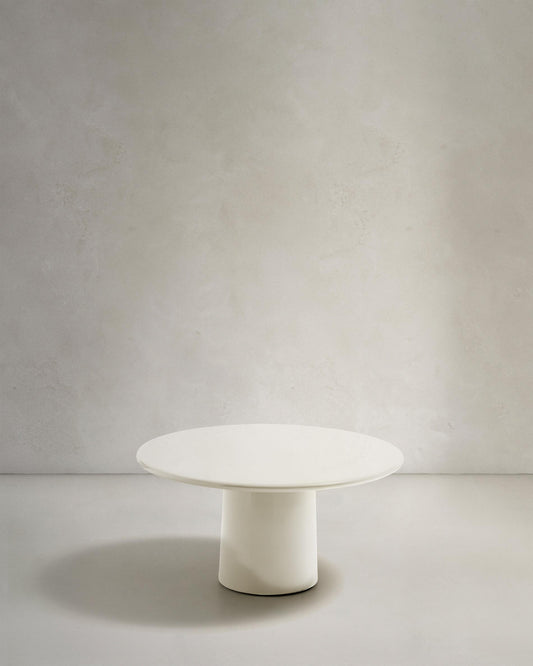 Albanella coffee table in cement with glossy white finish Ø85cm