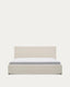 Nahiri beige chenille lift-up storage bed for a 160 x 200 cm mattress