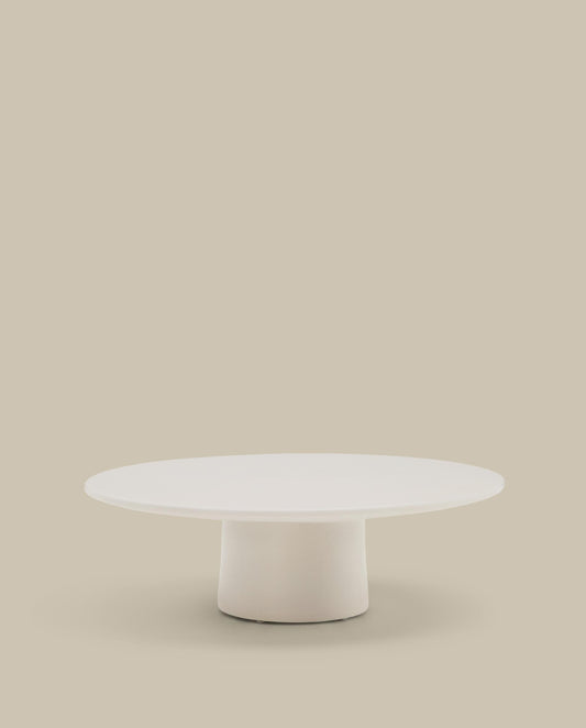 Albanella coffee table in cement with glossy white finish Ø110cm