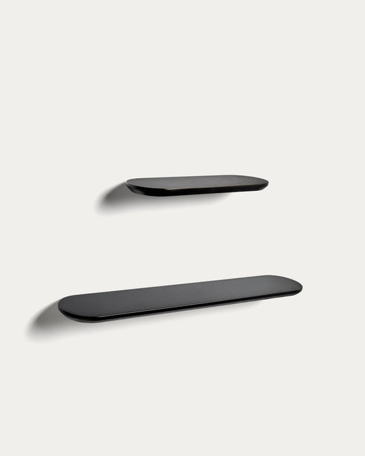 Arely set of 2 MDF shelves with black lacquer finish 35 cm/55 cm