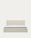 Nahiri beige chenille lift-up storage bed for a 150 x 200 cm mattress
