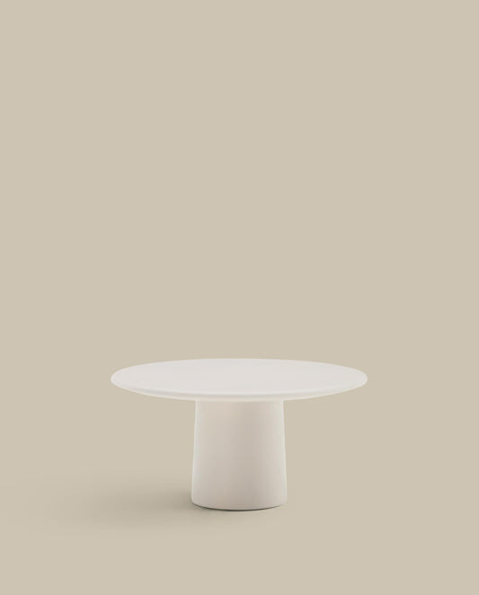 Albanella coffee table in cement with glossy white finish Ø85cm