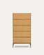 Vedrana 5 drawer chest of drawers in oak veneer with black steel legs, 60 x 114 cm