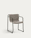 Maurina stackable chair in green galvanised steel and ecru and grey rope cord