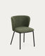Ciselia dark green thick chenille chair with black finish steel legs FSC Mix Credit