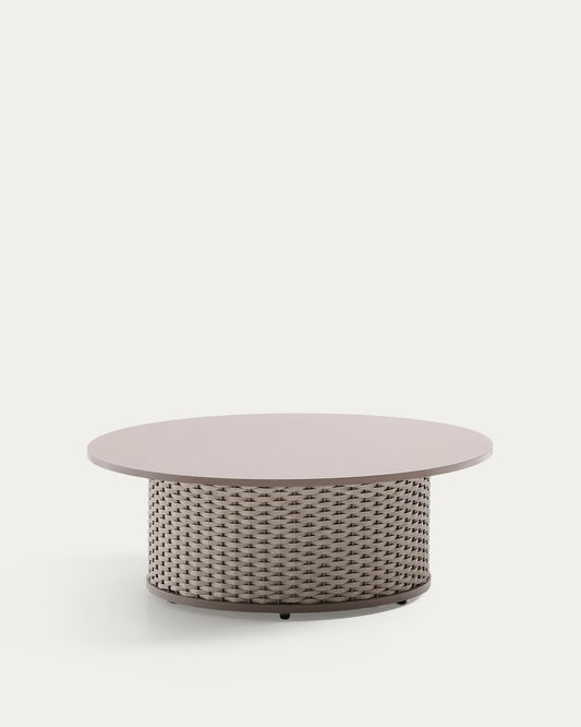 Sedalis outdoor coffee table in aluminium and taupe rope cord Ø99cm