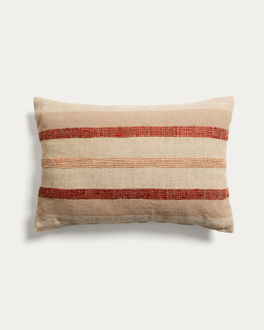 Taraia terracotta and beige cotton and viscose cushion cover 40 x 60cm