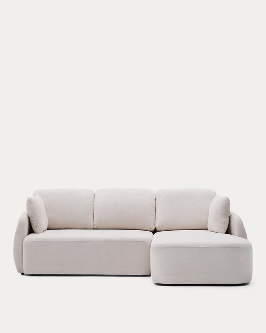 Laira 3-seater sofa bed with right chaise longue in ecru chenille 246cm FSC Mix Credit