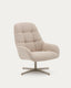 Jaspe beige swivel armchair with grey-finished metal, FSC 100%