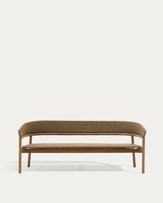 Arinella 3-seater sofa in FSC 100% solid acacia wood with natural finish and beige rope cord 167 cm