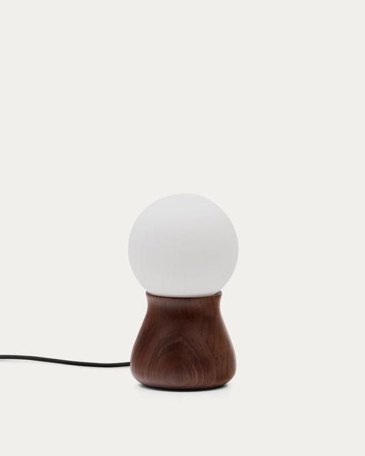 Okeni table lamp made of walnut veneer and glass