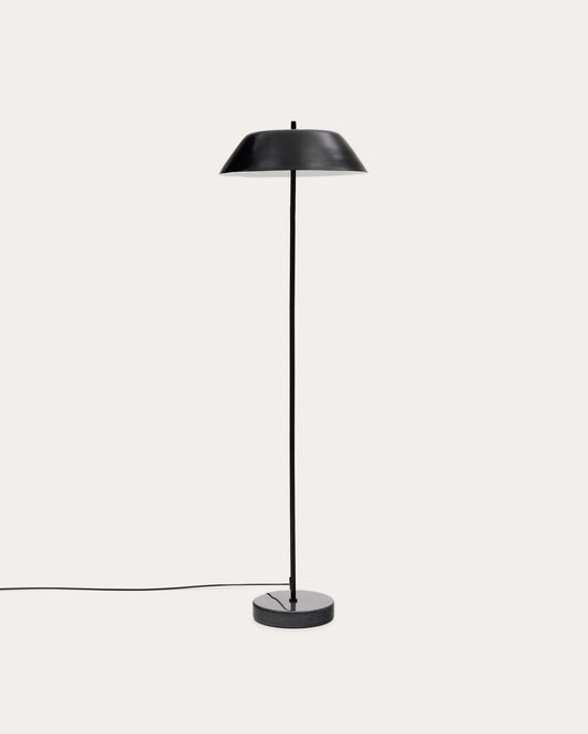 Sayra floor lamp made of black marble and metal in a black painted finish