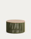 Dandara coffee table in steel, green rope cord and solid acacia wood Ø70cm FSC 100%