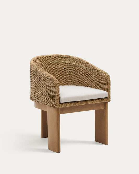Xoriguer chair in synthetic rattan and solid eucalyptus wood FSC 100%