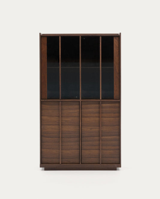 Onix display cabinet solid walnut and walnut veneer dark finish 100 x 170 cm FSC Mix Credit
