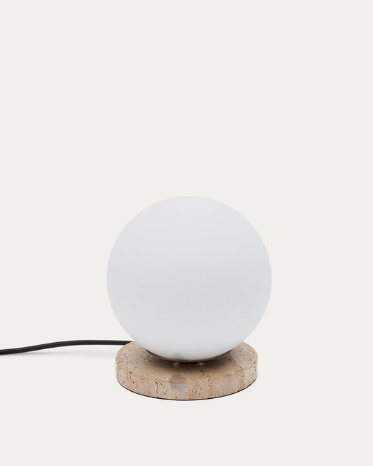 Malachi table lamp with glazed glass and travertine stone