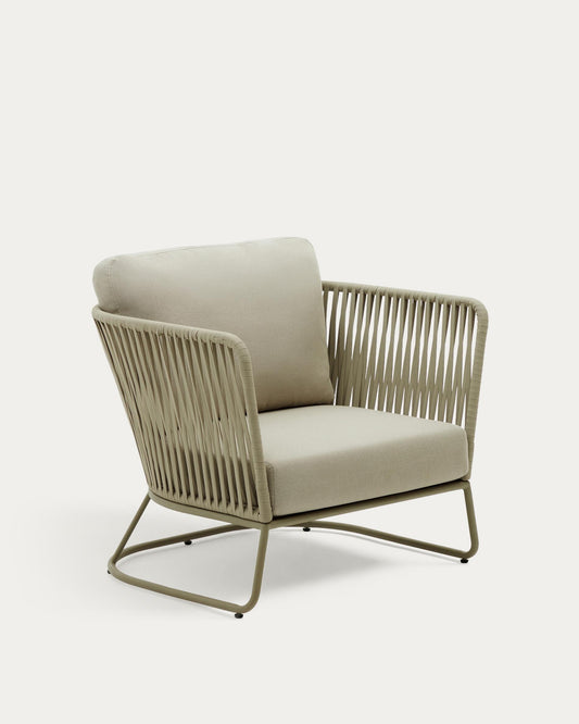 Saconca outdoor armchair made of cord and green galvanised steel