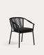 Xelida stackable outdoor chair in aluminium and black cord