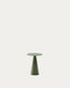 Wilshire side table with frosted tempered glass and matt green painted steel finish Ø30cm